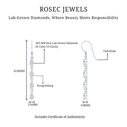 Lab Grown Diamond Long Dangling Earrings