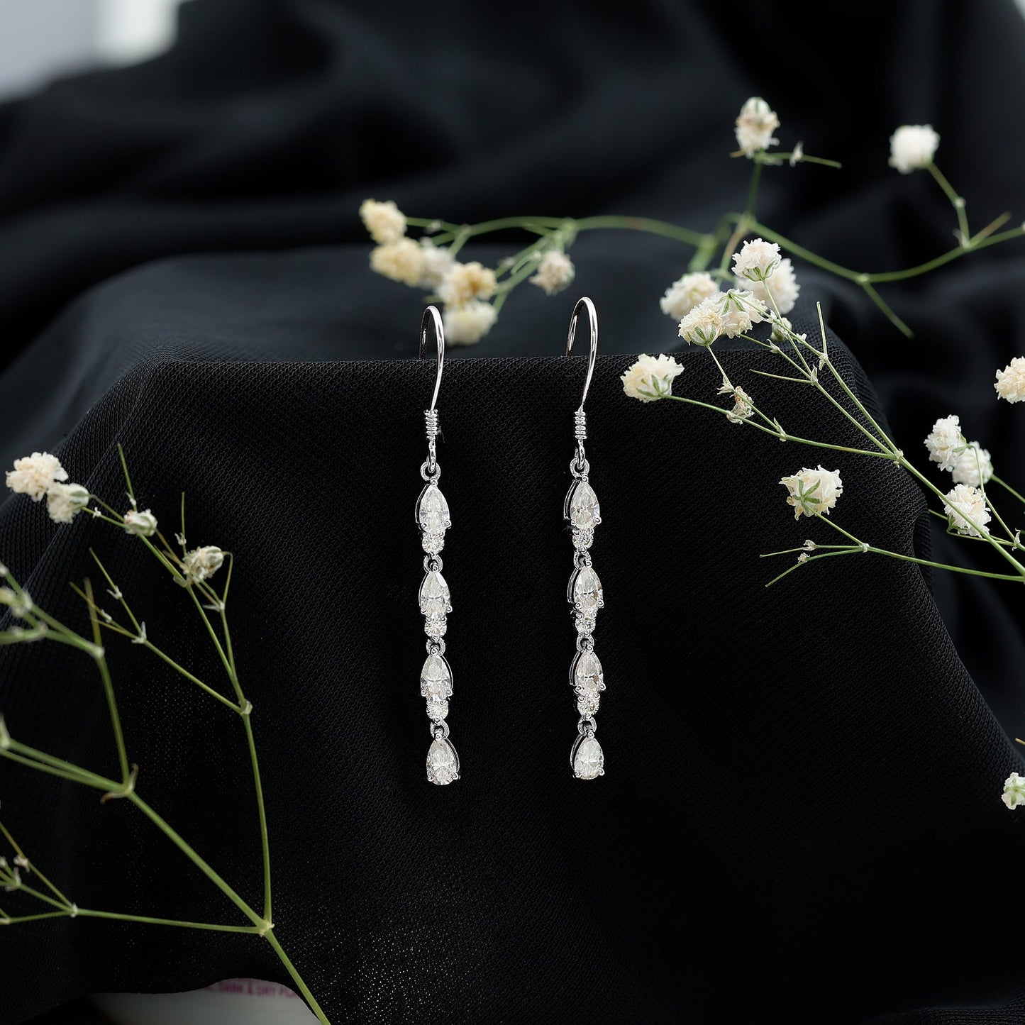 Lab Grown Diamond Long Dangling Earrings