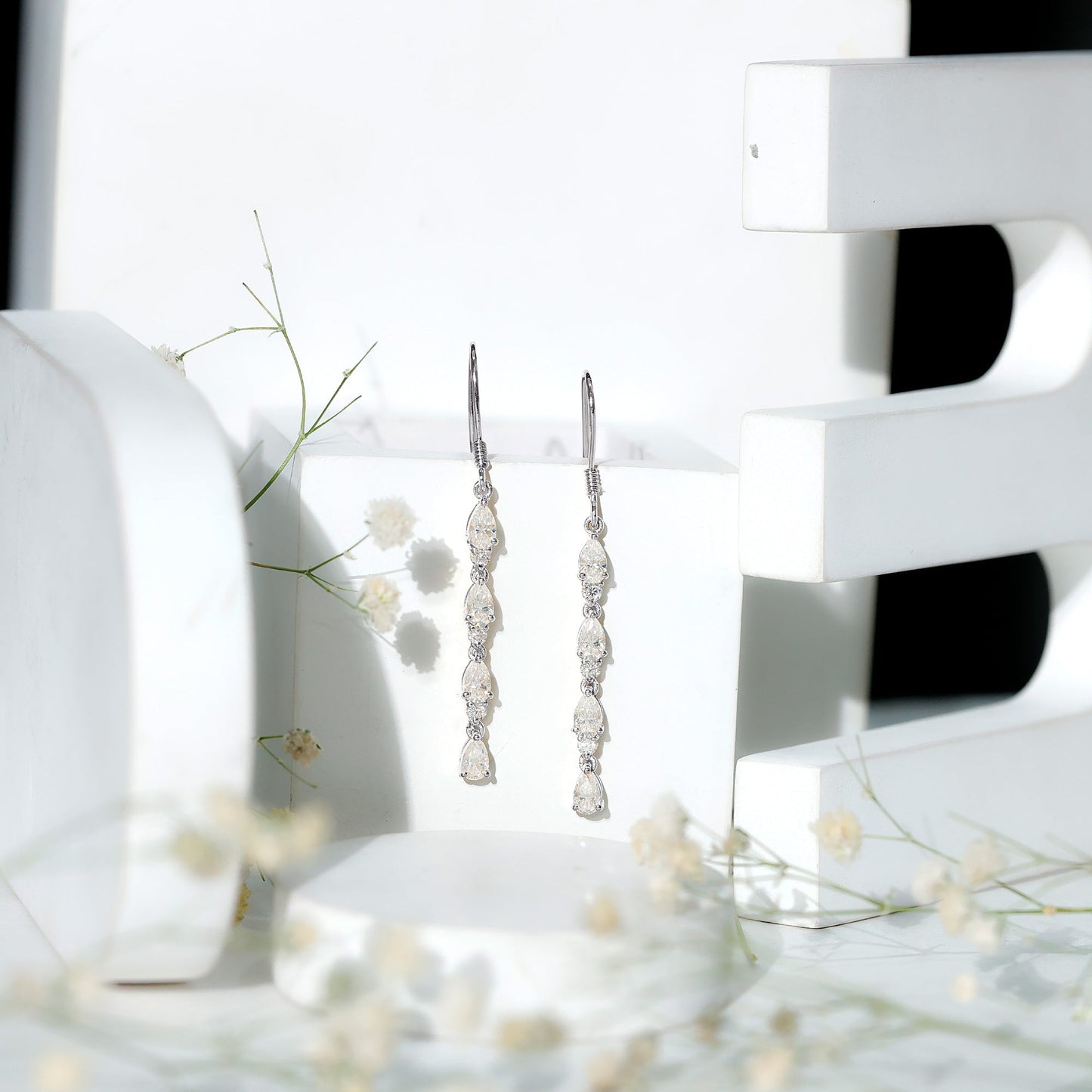 Lab Grown Diamond Long Dangling Earrings