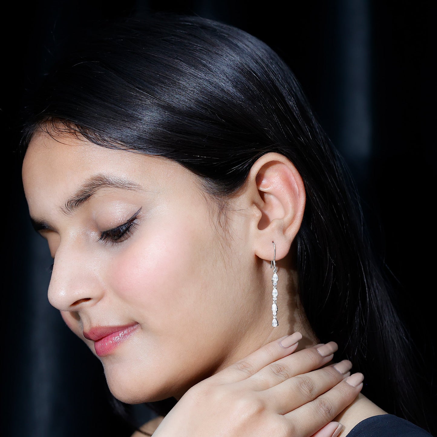 Lab Grown Diamond Long Dangling Earrings