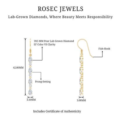 Lab Grown Diamond Long Dangling Earrings