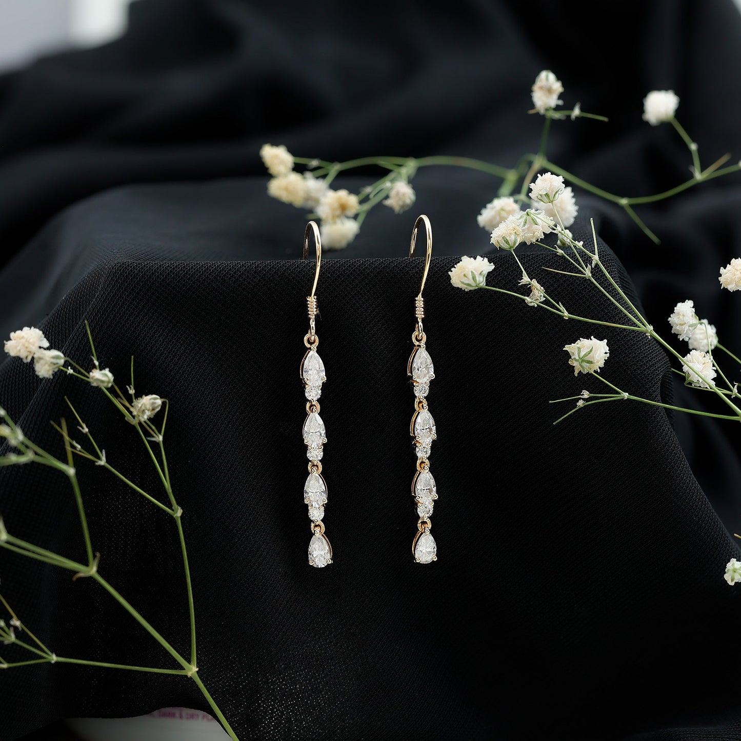 Lab Grown Diamond Long Dangling Earrings