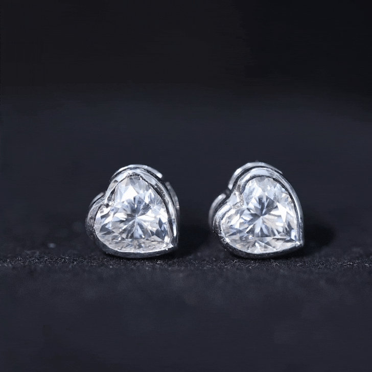 Certified Bezel Set 2.5 Carat Lab Grown Diamond Heart Earrings