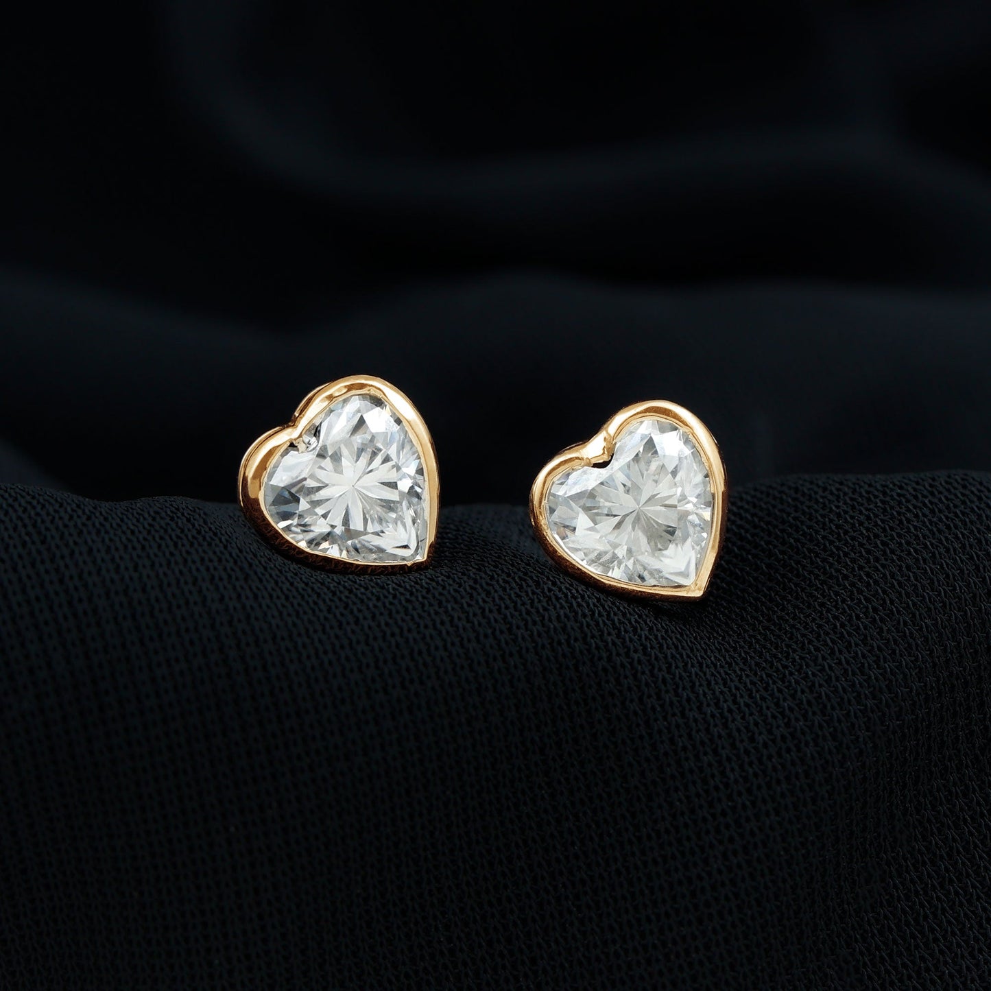 Certified Bezel Set 2.5 Carat Lab Grown Diamond Heart Earrings