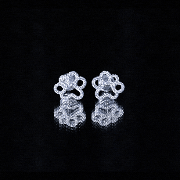Lab Grown Diamond Paw Print Earrings For Women