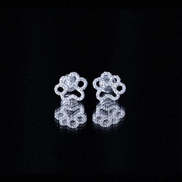 Lab Grown Diamond Paw Print Earrings For Women