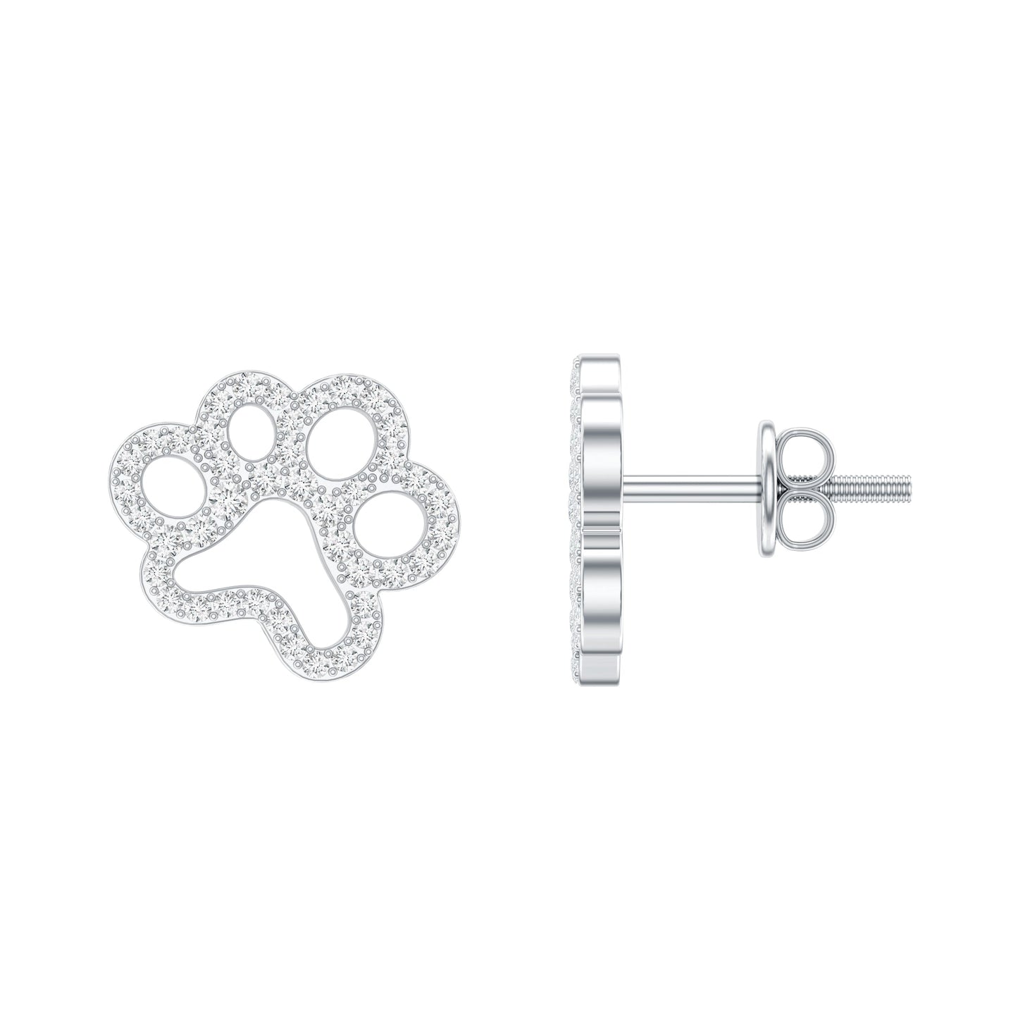 Lab Grown Diamond Paw Print Earrings For Women