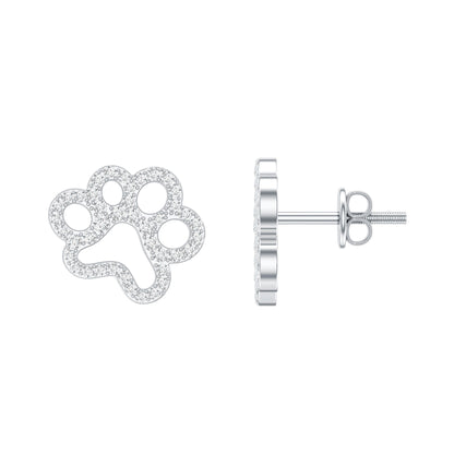 Lab Grown Diamond Paw Print Earrings For Women