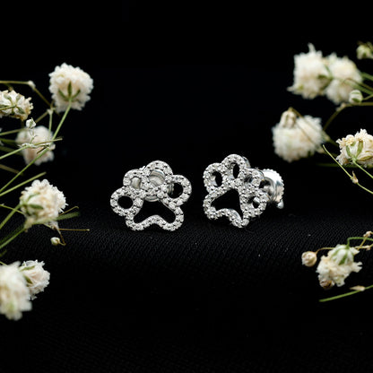 Lab Grown Diamond Paw Print Earrings For Women