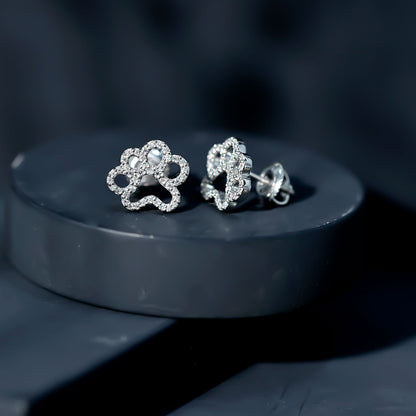 Lab Grown Diamond Paw Print Earrings For Women