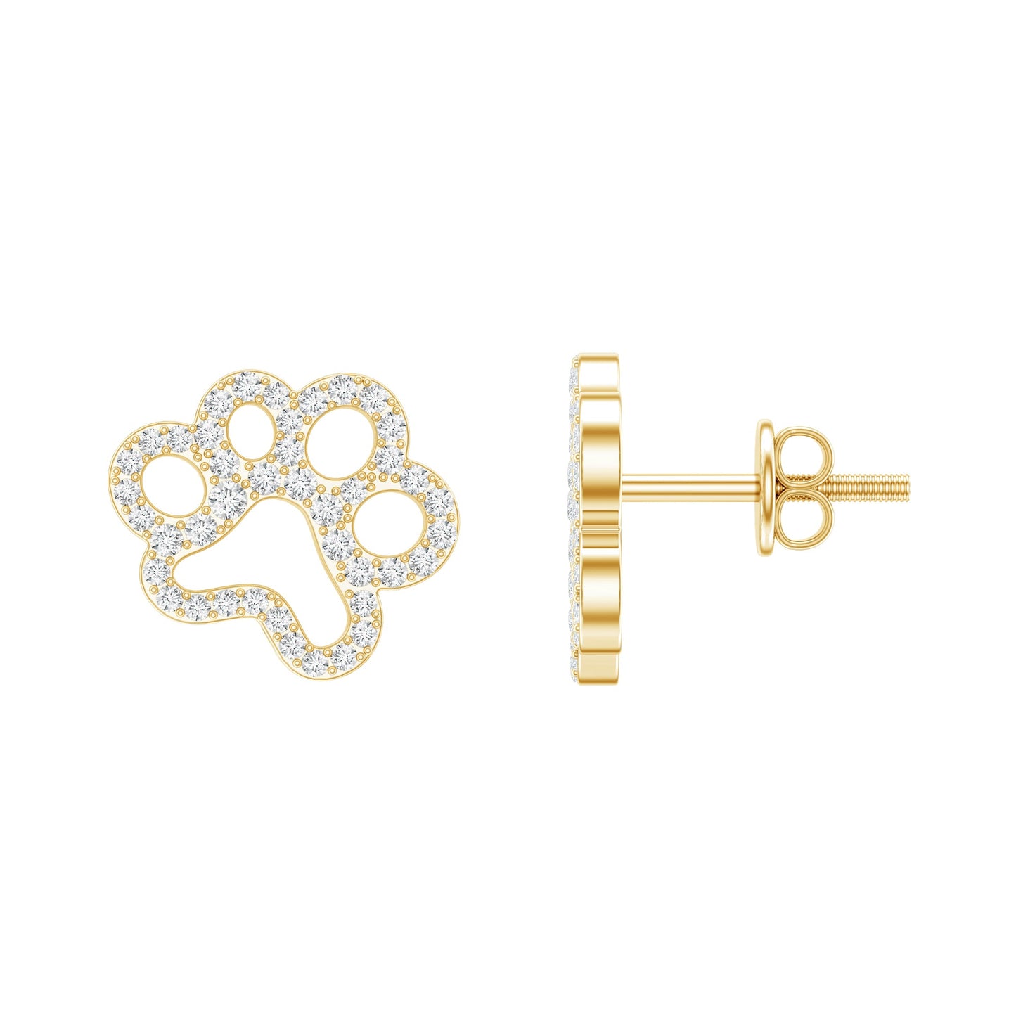 Lab Grown Diamond Paw Print Earrings For Women