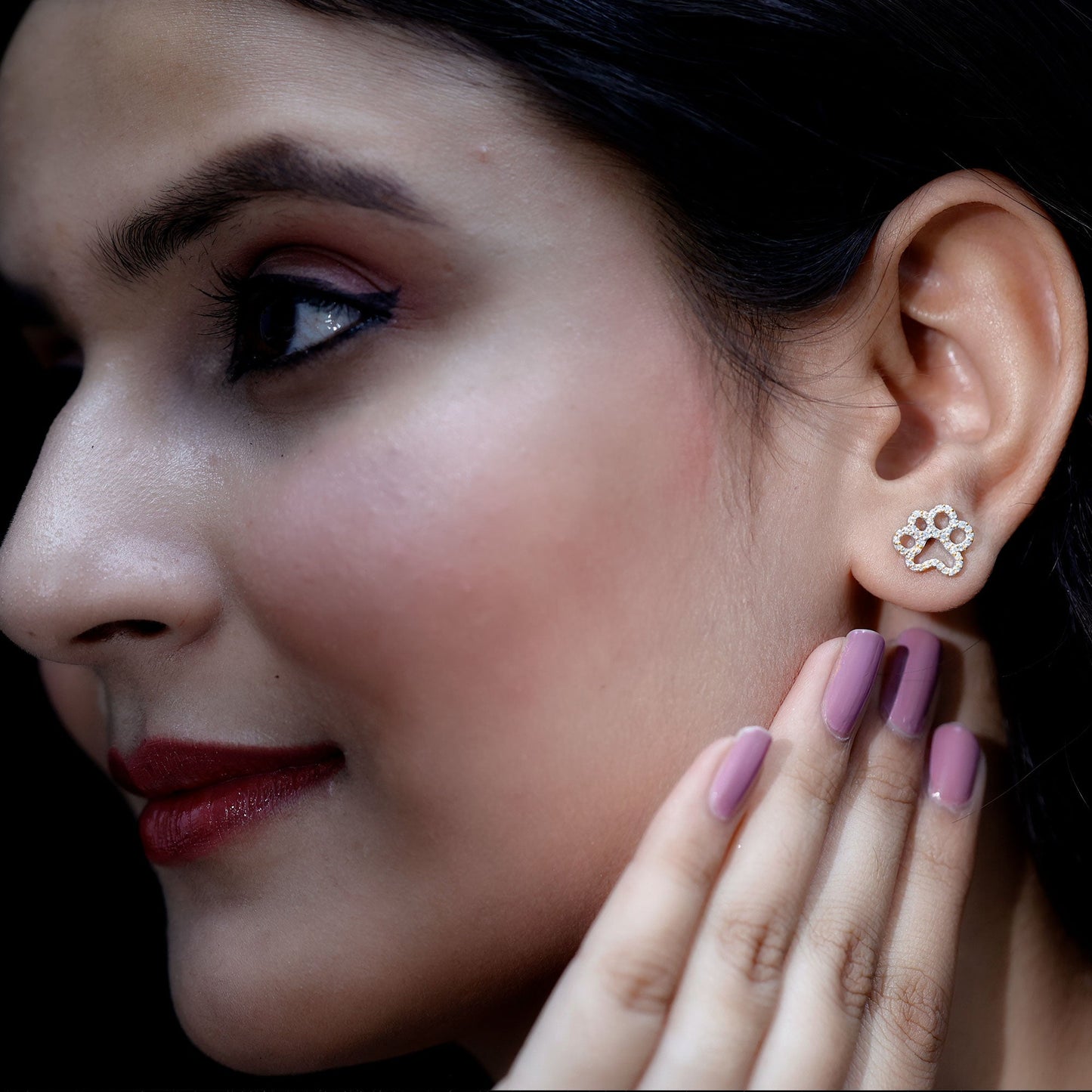 Lab Grown Diamond Paw Print Earrings For Women