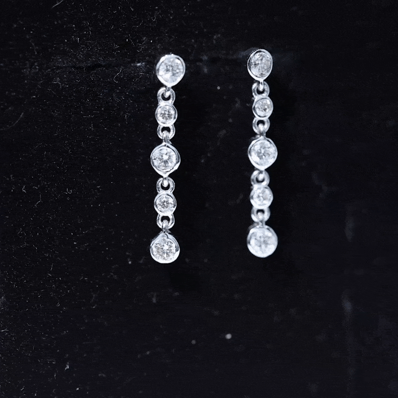 Round Cut Diamond Chain Dangle Earrings For Women