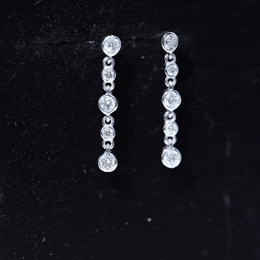 Round Cut Diamond Chain Dangle Earrings For Women