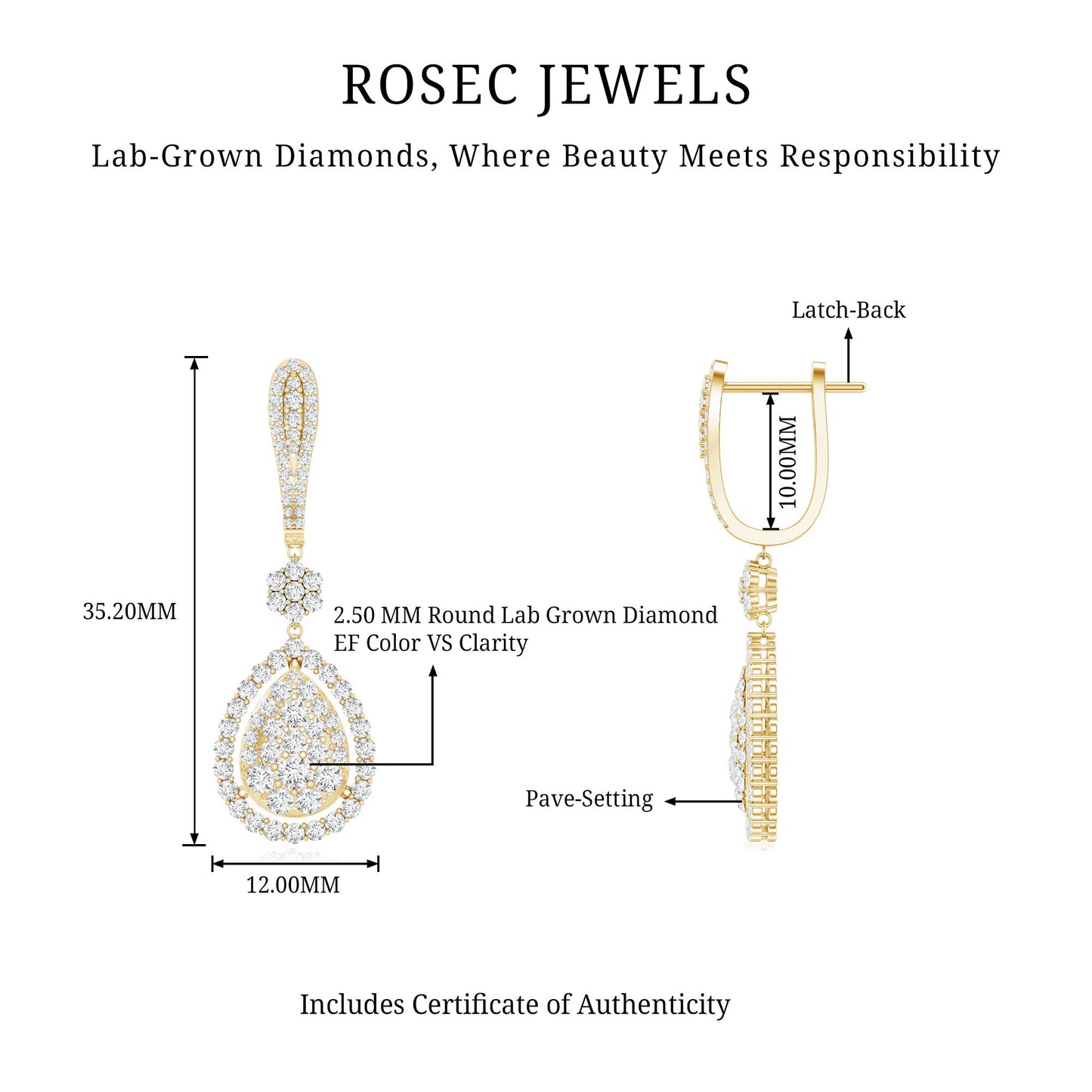 Lab Grown Diamond Bridal Drop Earrings