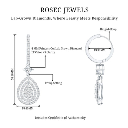 Certified Lab Created Diamond Wedding Earrings For Bride