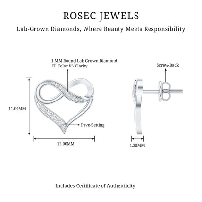 Certified Lab Created Diamond Heart Infinity Stud Earrings