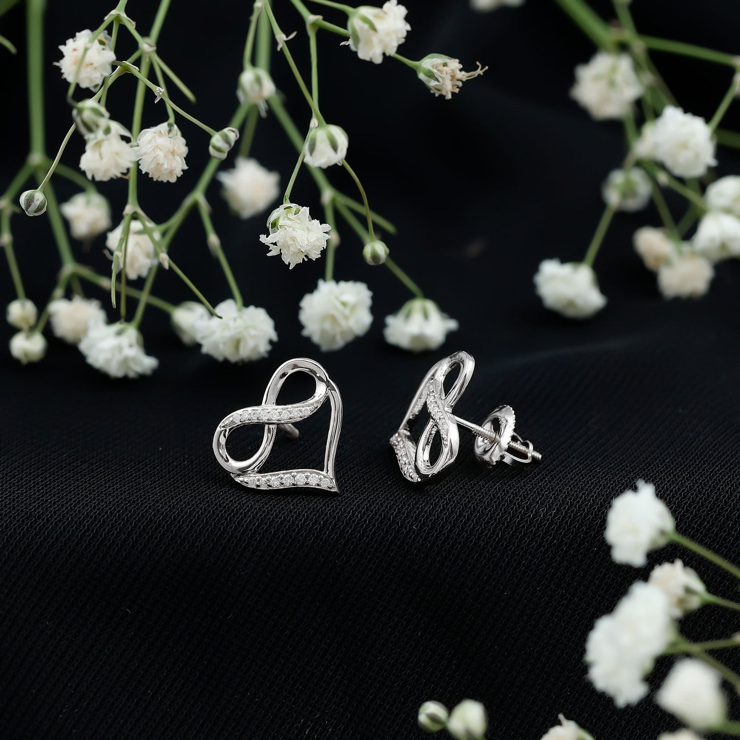 Certified Lab Created Diamond Heart Infinity Stud Earrings
