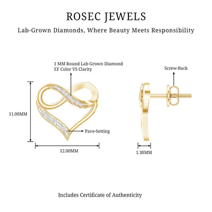 Certified Lab Created Diamond Heart Infinity Stud Earrings