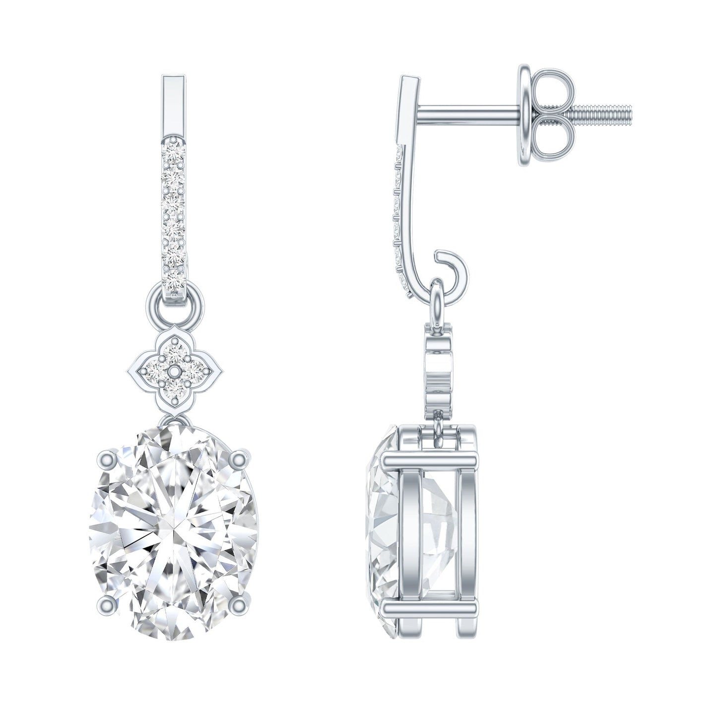 Oval Cut Lab Grown Diamond Dangling Earrings For Bride