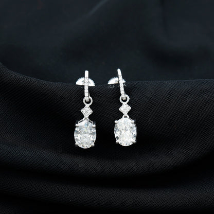 Oval Cut Lab Grown Diamond Dangling Earrings For Bride