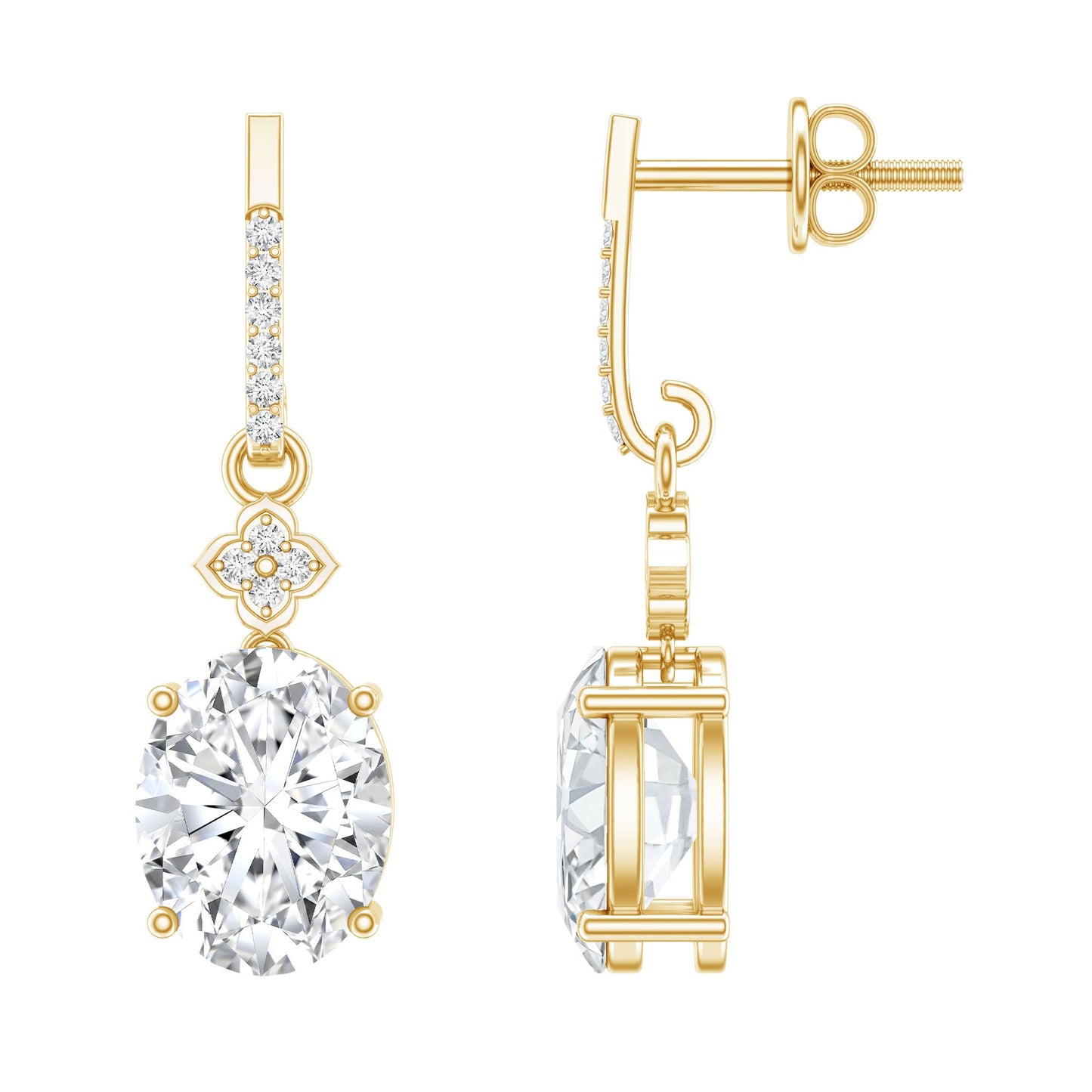 Oval Cut Lab Grown Diamond Dangling Earrings For Bride