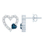 Certified London Blue Topaz and Diamond Heart Stud Earrings