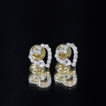 Certified Morganite and Diamond Heart Stud Earrings with Screwbacks
