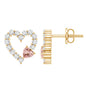 Certified Morganite and Diamond Heart Stud Earrings with Screwbacks
