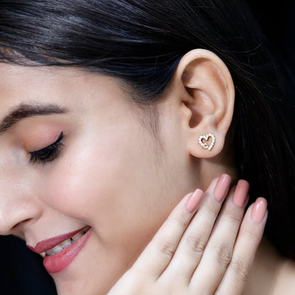 Certified Morganite and Diamond Heart Stud Earrings with Screwbacks