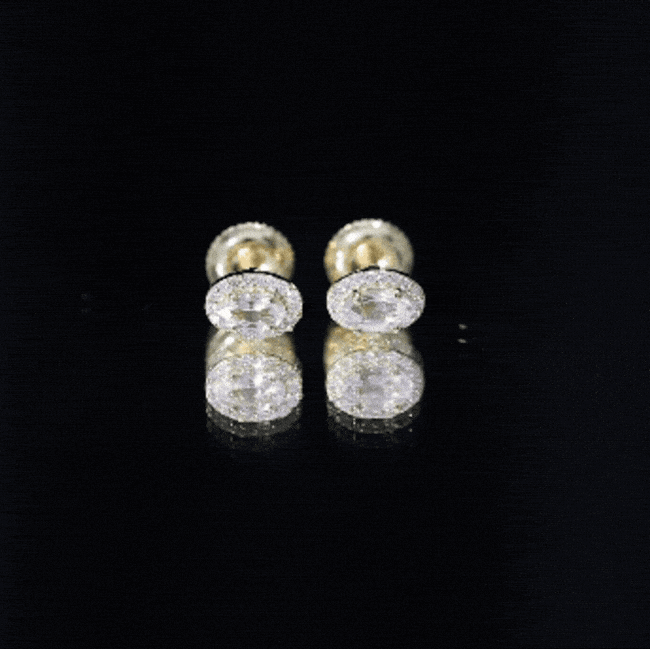 Peach Morganite and Diamond Halo Stud Earrings