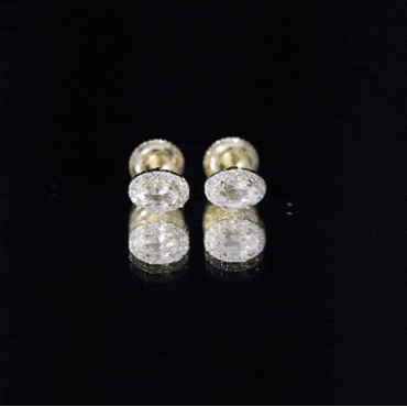 Peach Morganite and Diamond Halo Stud Earrings