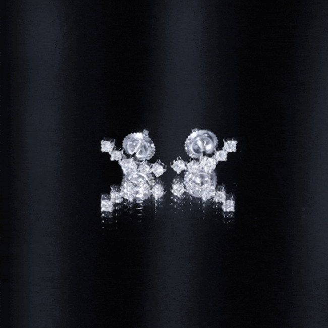 Round Diamond Curved Crawler Stud Earrings with Screw Backs