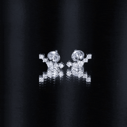Round Diamond Curved Crawler Stud Earrings with Screw Backs