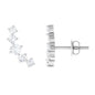 Round Diamond Curved Crawler Stud Earrings with Screw Backs