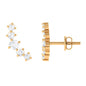 Round Diamond Curved Crawler Stud Earrings with Screw Backs