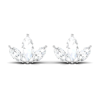 Marquise Cut Diamond Leaf Stud Earrings for Women