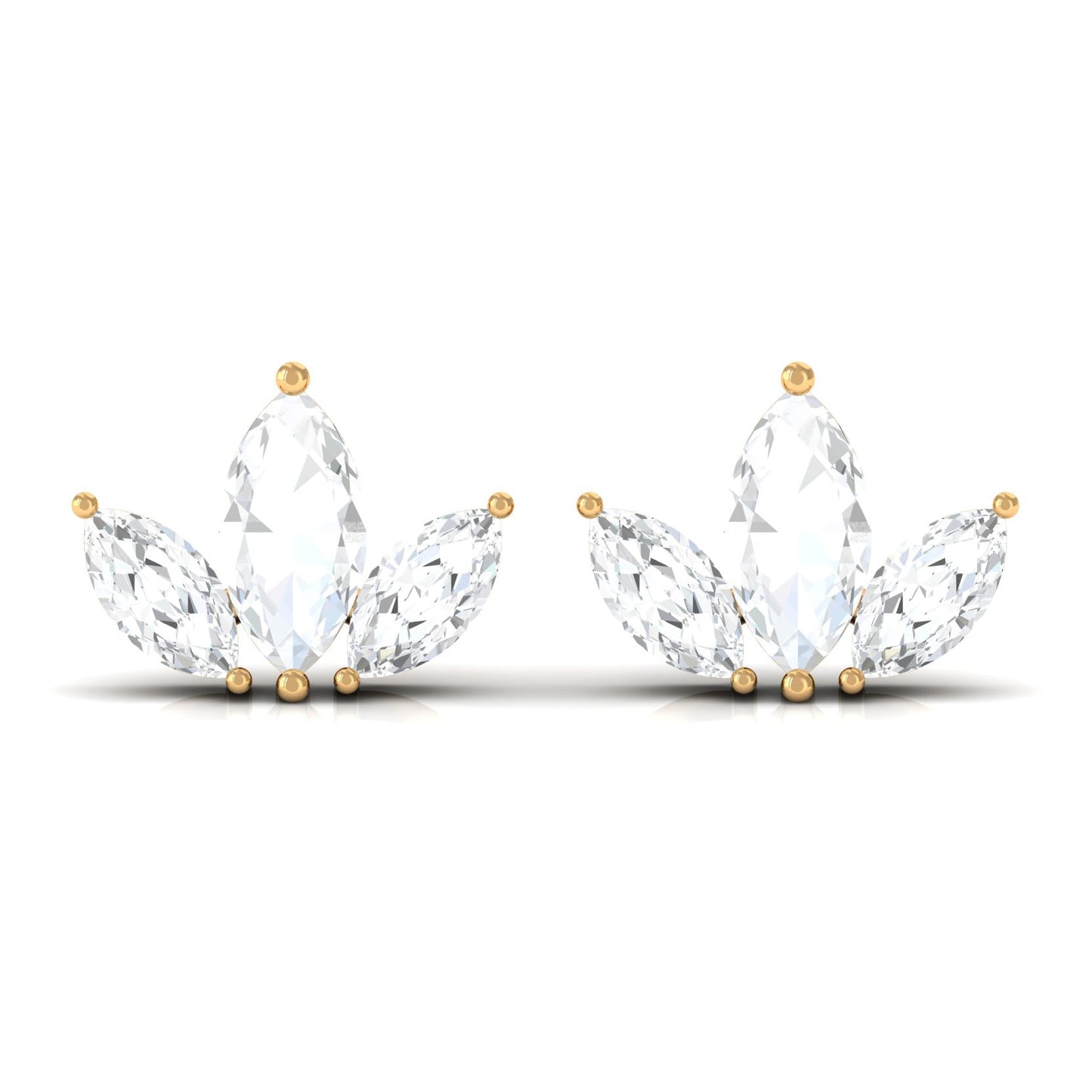 Marquise Cut Diamond Leaf Stud Earrings for Women