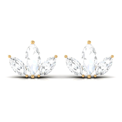Marquise Cut Diamond Leaf Stud Earrings for Women