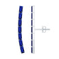 Baguette Cut Lab Grown Blue Sapphire Climber Earrings