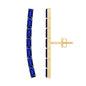 Baguette Cut Lab Grown Blue Sapphire Climber Earrings