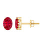 3 CT Oval Lab-Created Ruby Bridal Stud Earrings with Diamond