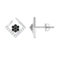 Contemporary Lab Created Black Diamond Floral Stud Earrings