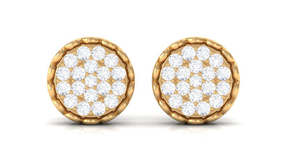 Natural Diamond Cluster Stud Earrings with Screw Back