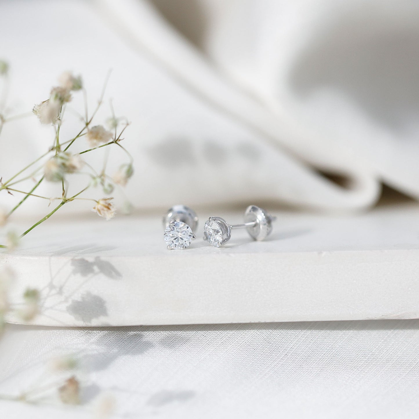 1 Carat Certified Moissanite Martini Stud Earrings