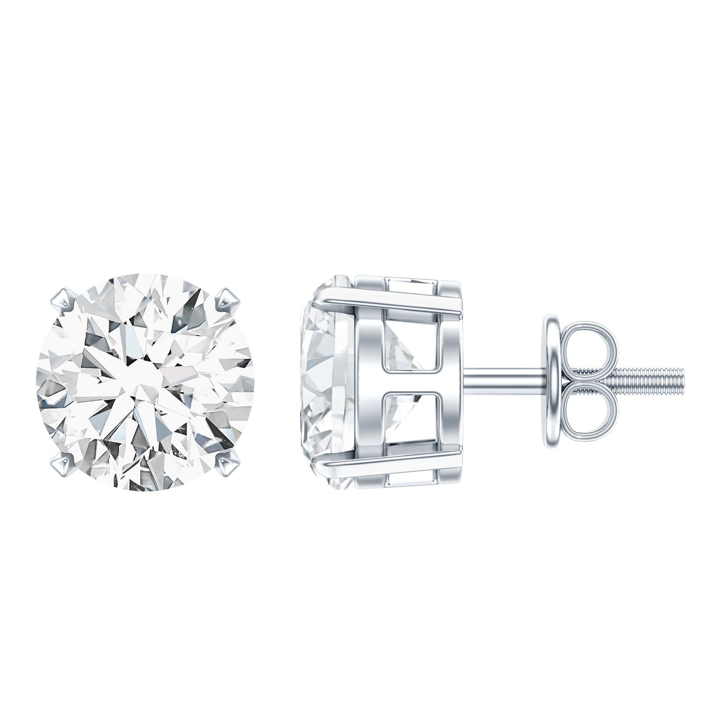 2.7 Carat Round Moissanite Studs in Claw Setting