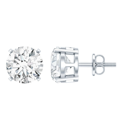 2.7 Carat Round Moissanite Studs in Claw Setting