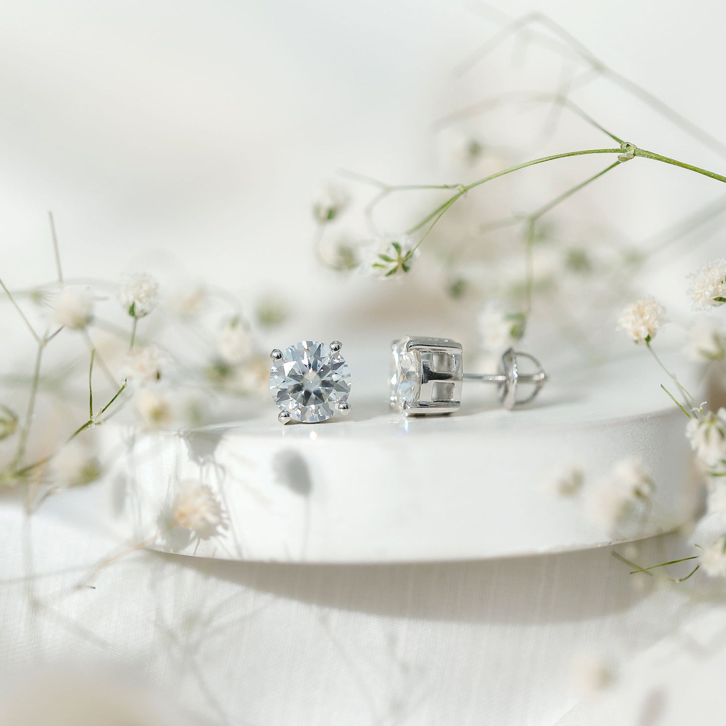 Certified 2.7 Carat Moissanite Stud Earrings in Silver