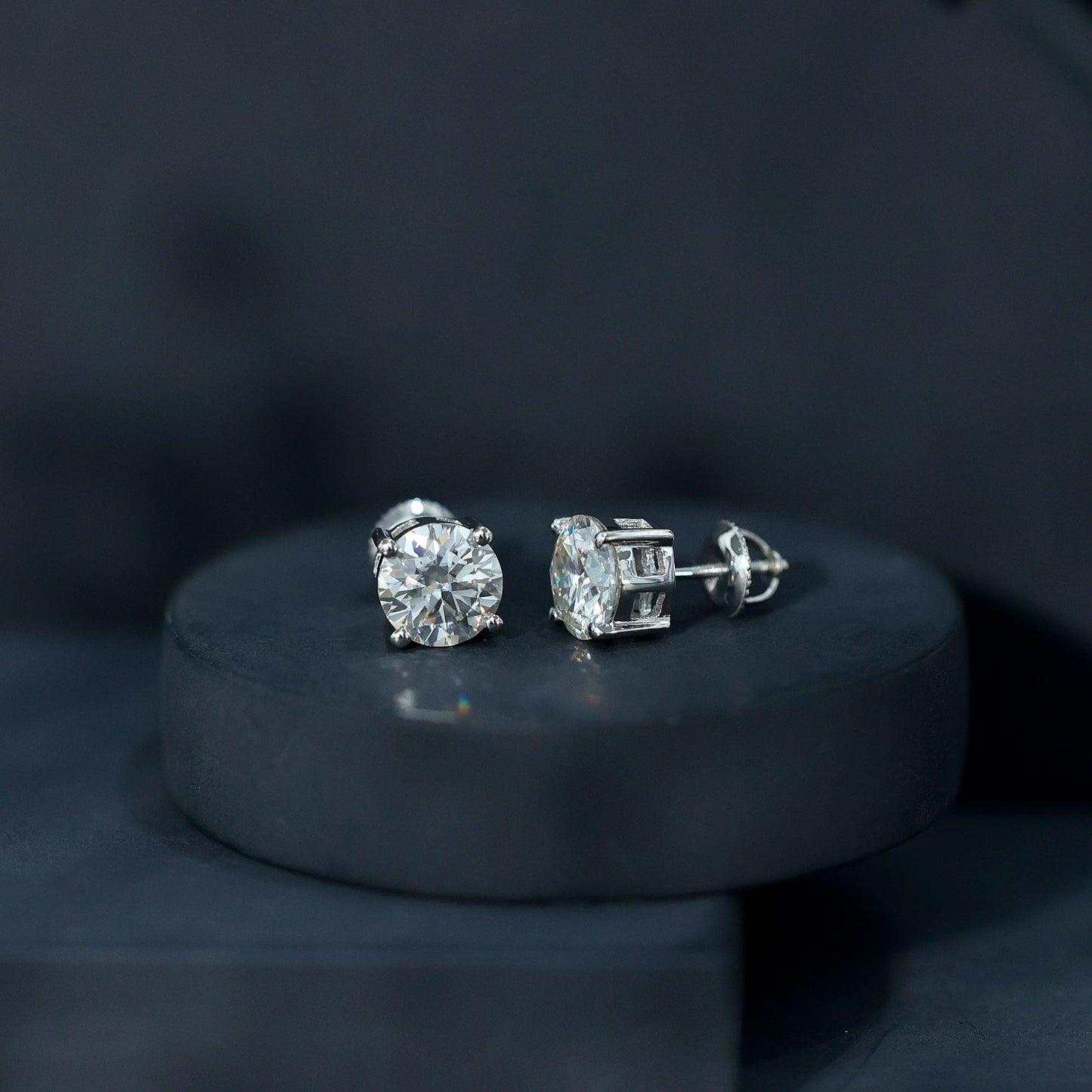 Certified 2.7 Carat Moissanite Stud Earrings in Silver