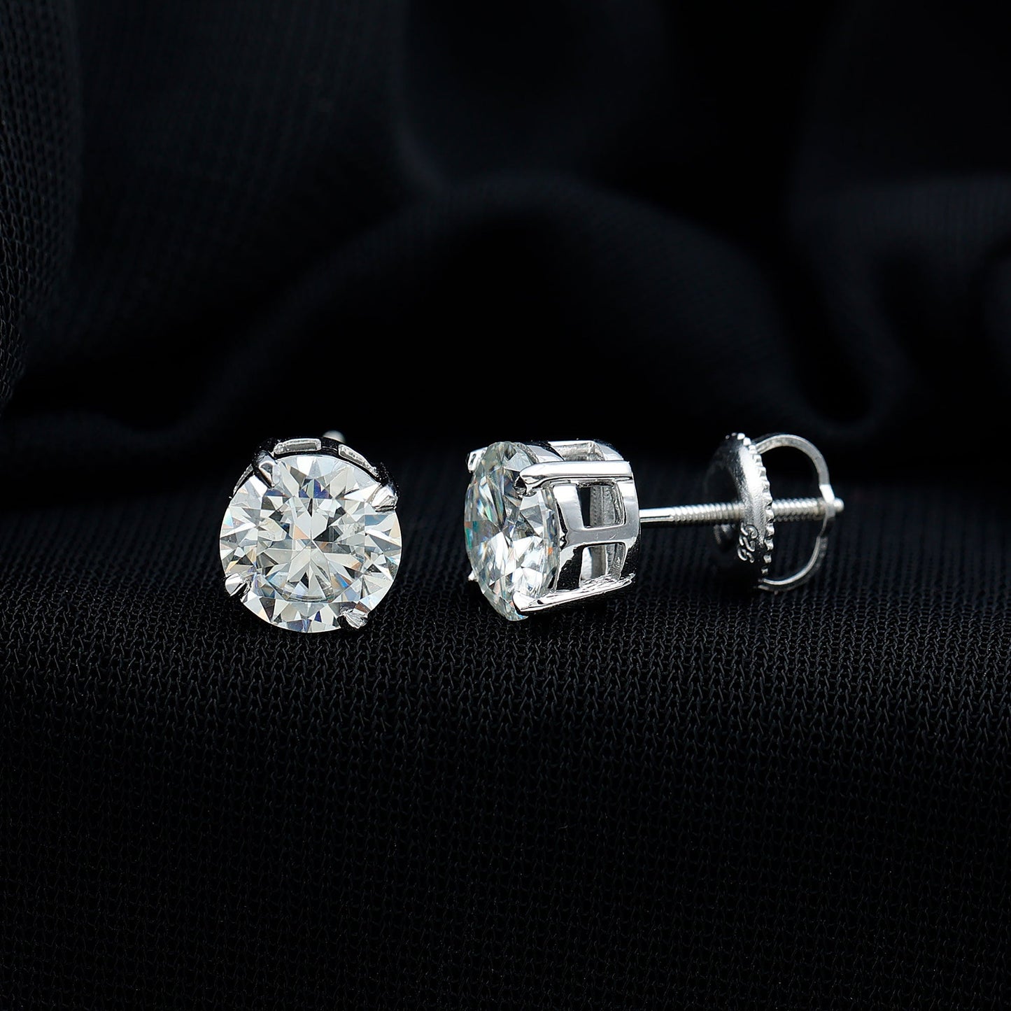 Certified 2.7 Carat Moissanite Stud Earrings in Silver